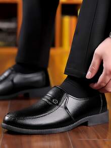 Men's Summer Loafers For Casual Wear, Pu Leather Shoes - Black - View 2