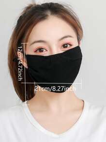 Black Color Plain Breathable Face Mask - Black - View 2