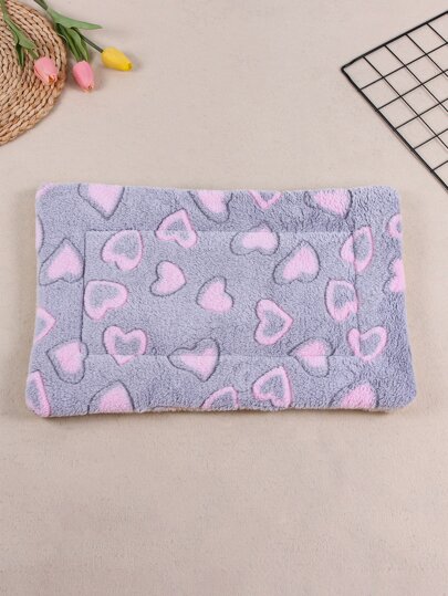 Gray And Pink Heart Print Pet Mat, Universal For All Seasons, Cat And Dog Bed Pad And Blanket, Dog Supplies
