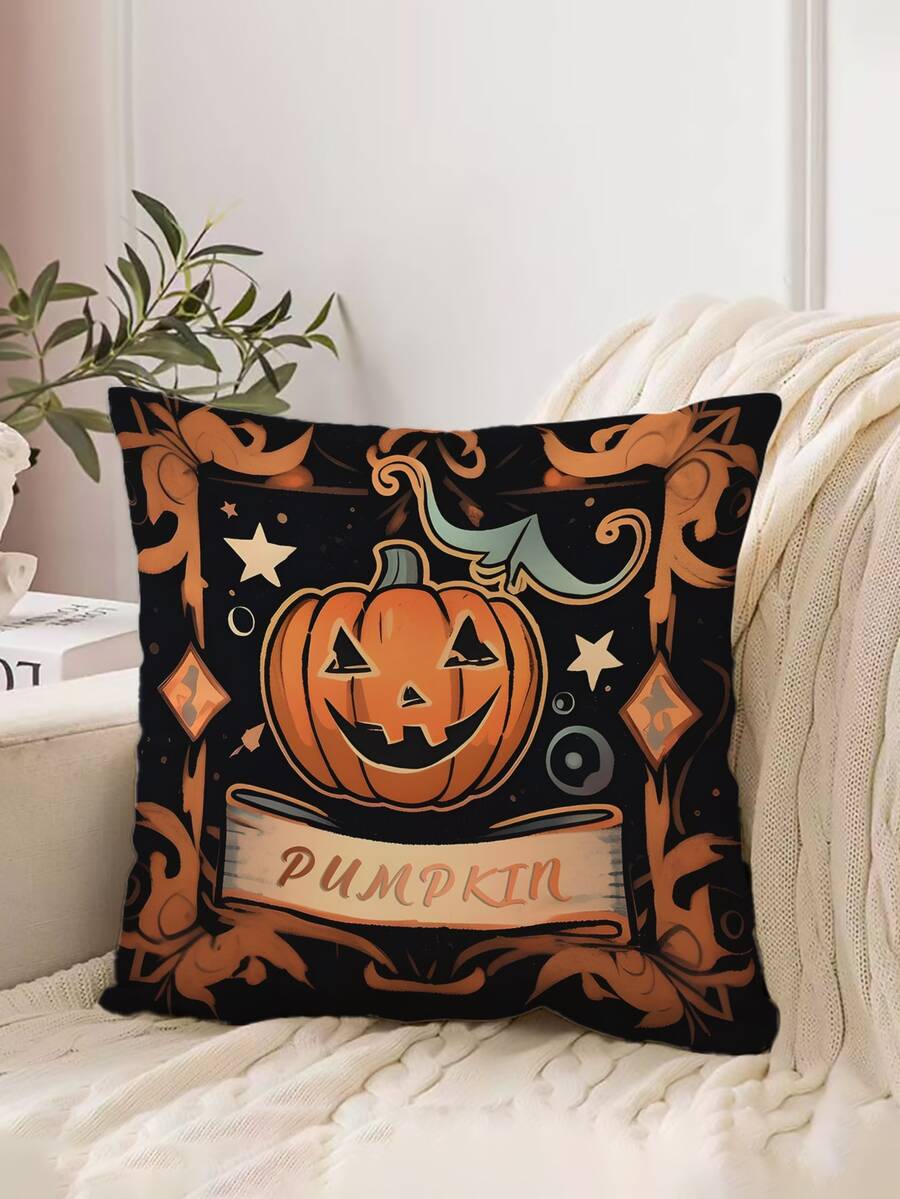 1pc Halloween Pattern Pillowcase (pillow Inner Not Included), Modern Style Super Soft Polyester Decor Cushion Cover Square Comfortable And Suitable For Bedroom And Living Room Decoration - Multicolor - View 1