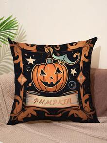 1pc Halloween Pattern Pillowcase (pillow Inner Not Included), Modern Style Super Soft Polyester Decor Cushion Cover Square Comfortable And Suitable For Bedroom And Living Room Decoration - Multicolor - View 4