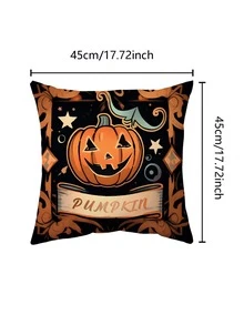 1pc Halloween Pattern Pillowcase (pillow Inner Not Included), Modern Style Super Soft Polyester Decor Cushion Cover Square Comfortable And Suitable For Bedroom And Living Room Decoration - Multicolor - View 2