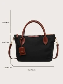 Minimalist Style Color Block Fashionable Handbag - Black - View 2