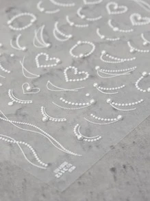 1張珍珠美甲貼紙 - 白色 - 查看 4