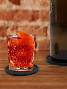 6pcs Black Silicone Cup Coasters With 1pc Plastic Holder - Black - View 3