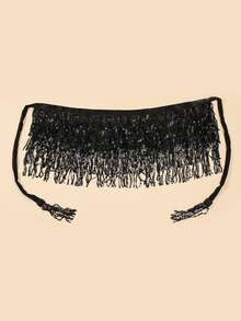 單款女式黑色亮片腰裙