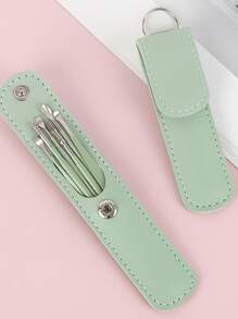 6pcs Ear Pick Set Stainless Steel Earwax Removal Tool Kit With Storage Bag For Children And Adults - Green - View 4