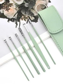 6pcs Ear Pick Set Stainless Steel Earwax Removal Tool Kit With Storage Bag For Children And Adults - Green - View 5