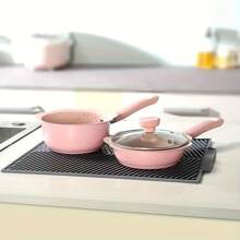 1入組矽膠條紋圖案排水地墊杯子杯墊水槽地墊,絕熱,防滑墊適用於家庭廚房,餐具桌子 - 灰色 - 查看 6