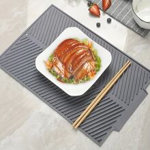 1入組矽膠條紋圖案排水地墊杯子杯墊水槽地墊,絕熱,防滑墊適用於家庭廚房,餐具桌子 - 灰色 - 查看 4