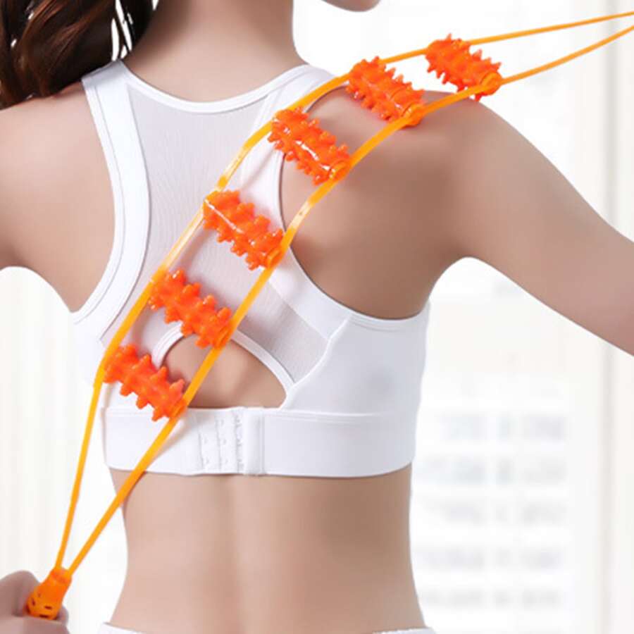 Back Massager Strap With Shoulder & Neck Roller, Plastic Roller - Orange - View 1