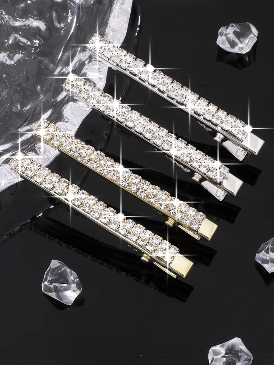 2pcs Rhinestone Decor Alligator Hair Clip Royal Claw Clips Hair Claws Hair Barrettes - Silver - View 1