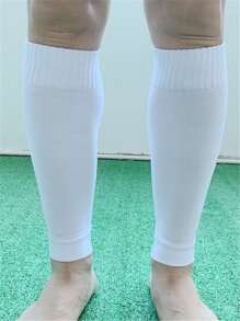 2入組黑色足球護脛襪子適合男士,長款抹胸防摩腿保護裝置足球運動襪 - 黑色 - 查看 2