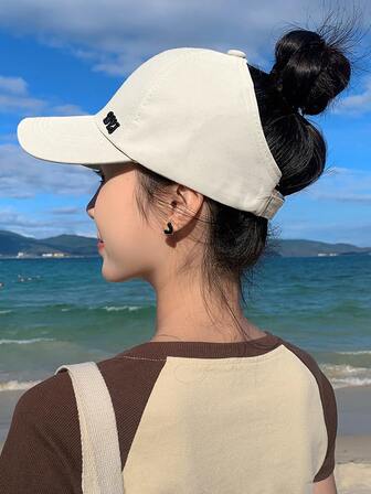 1頂女士棒球帽，防曬，適合高馬尾和露尾馬尾，棒球帽