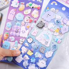 1入組隨機卡哇伊小鬼卡通3D蓬鬆貼紙剪貼簿DIY日記文具貼紙可愛裝飾藝術用品禮品 - 彩色 - 查看 4