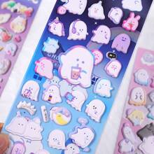 1入組隨機卡哇伊小鬼卡通3D蓬鬆貼紙剪貼簿DIY日記文具貼紙可愛裝飾藝術用品禮品 - 彩色 - 查看 6