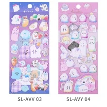 1入組隨機卡哇伊小鬼卡通3D蓬鬆貼紙剪貼簿DIY日記文具貼紙可愛裝飾藝術用品禮品 - 彩色 - 查看 10