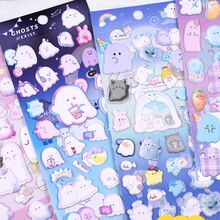 1入組隨機卡哇伊小鬼卡通3D蓬鬆貼紙剪貼簿DIY日記文具貼紙可愛裝飾藝術用品禮品 - 彩色 - 查看 3