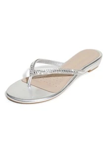 Sandalias planas de mujer - Plateado - Ver 4