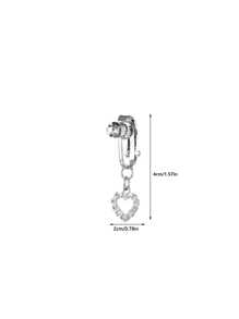 1 件方晶锆石心形水钻肚脐环情人节