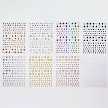 9 张星形指甲贴纸全息美甲贴纸。金色和银色星星指甲贴纸激光五角星圣诞节自粘指甲贴花（9 种颜色）