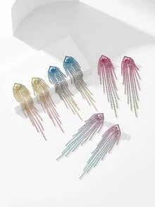 復古閃亮的俱樂部酒吧流蘇水晶鑽石耳釘,適合婚禮、派對、畢業典禮等場合配戴的珠寶 - 彩色 - 查看 4