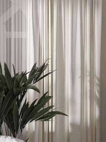 1pc Solid Color Velvet Curtain For Living Room Bedroom, Winter - White - View 8