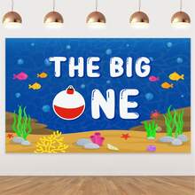kreatwow 1 pieza pesca 1er Decoraciones de cumpleaños para Chicos , uno Decoraciones de cumpleaños , azul blanco pesca Fondo paño - Multicolor - Ver 1