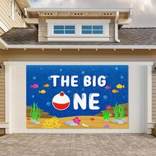 kreatwow 1 pieza pesca 1er Decoraciones de cumpleaños para Chicos , uno Decoraciones de cumpleaños , azul blanco pesca Fondo paño - Multicolor - Ver 4