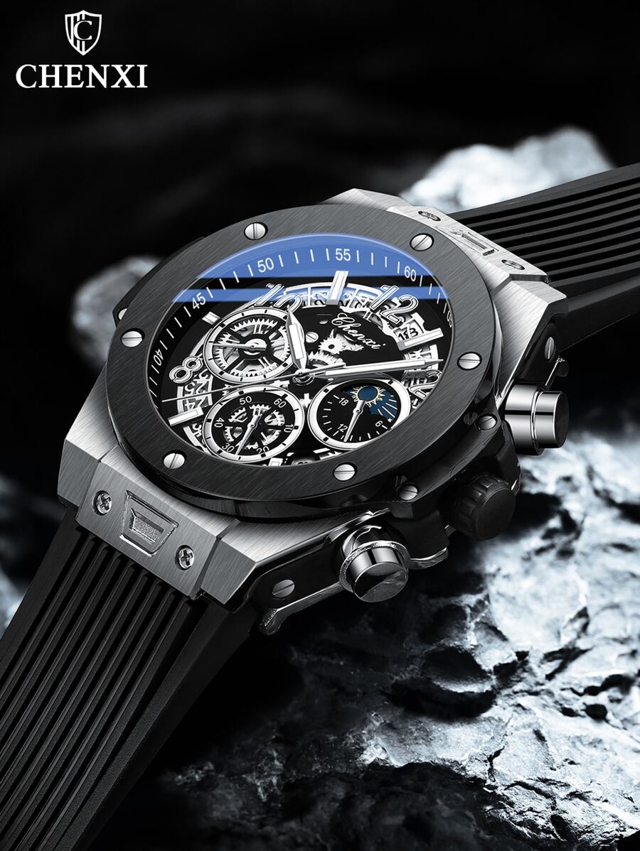CHENXI Chenxi Quartz Chronograph Moon Phase Dial Men's Watch
