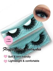 Volumized Full False Lashes, 2pairs 18mm Curly Tail Elongated Fluffy Natural False Eyelashes For Daily Makeup