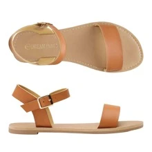 Women's Cute Open Toes One Band Ankle Strap Flexible Summer Flat Sandals - 咖啡棕 - 查看 5