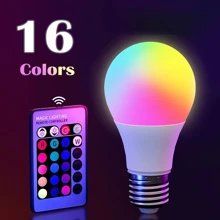 5pcs/pack E27 Interface Led 16 Color Changing Light Bulb With 24-key Remote Control For Bedroom, Game Room, Table Lamp, Replacement Bulb - White - View 1
