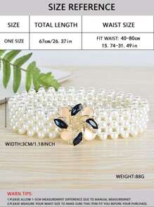 1 件优雅女士水钻装饰花扣时尚仿珍珠腰带，适合派对皇家夏季、学校秋季、秋季、万圣节的礼服装饰