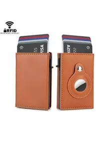 Ví đựng thẻ RFID cho nam nữ Ví Airtag Ví đựng thẻ tín dụng Túi đựng tiền Ví mỏng tương thích với Apple AirTags Tracker Air Tag Quà tặng hàng ngày, nam giới, quà tặng cho bạn trai/cha (Nâu) - màu nâu - Xem 7