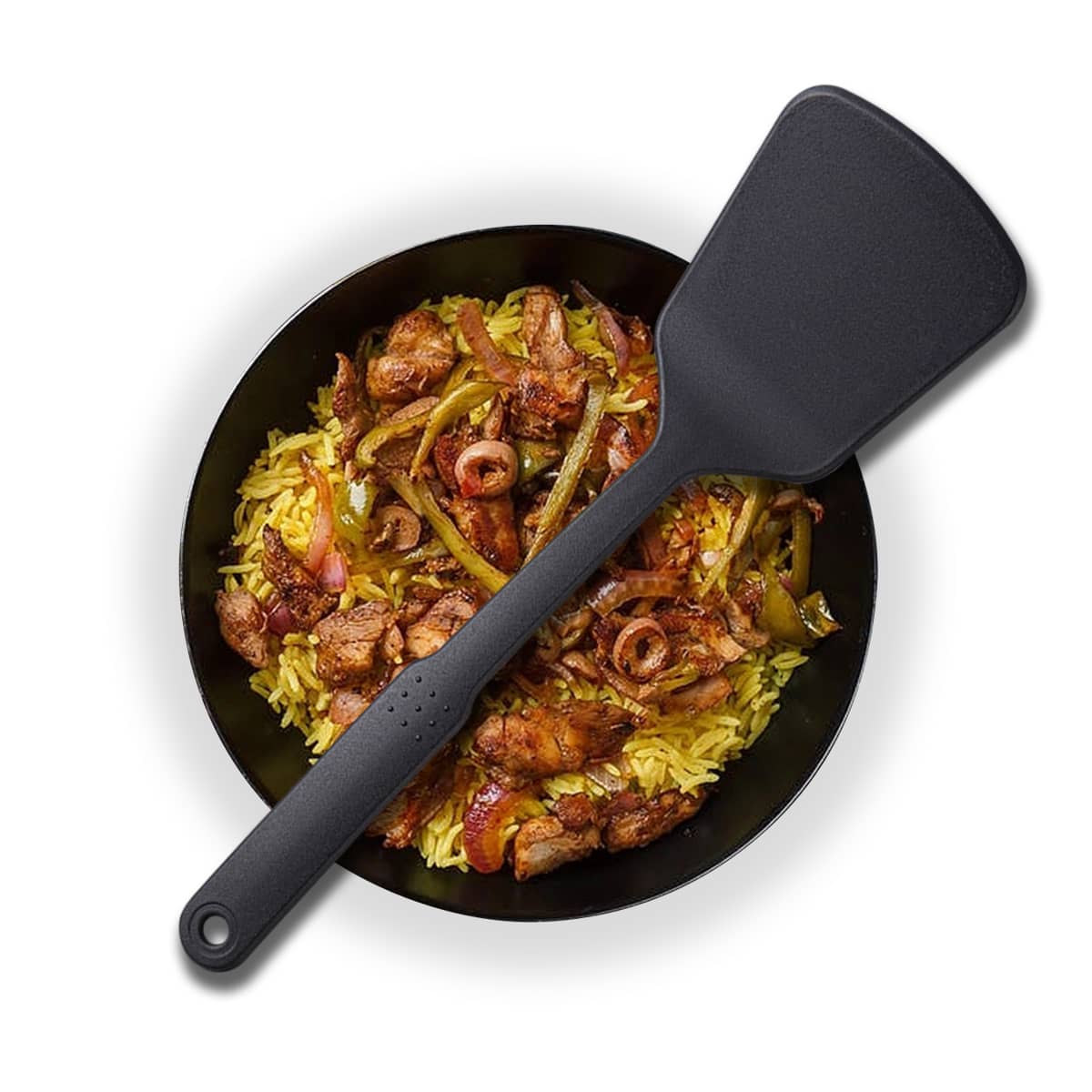 1 pieza nailon antiadherente resistente al calor Espátula de cocina para Sartén - Negro - Ver 1