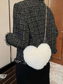 Especial Dia dos Namorados: Bolsa de Ombro Fofa em Formato de Coração com Alça Transversal de Corrente e Linda Bolsa com Zíper! Bolsa Transversal de Pelúcia em Formato de Coração com Alça de Corrente. Os Melhores Presentes de Dia dos Namorados para Namoradas e Mulheres. Perfeita para Compras, Uso Diário, Bolsa em Formato de Coração Moderna, Combina Perfeitamente com Vestido de Dia dos Namorados.
