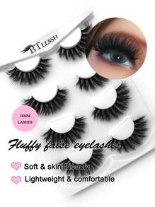 4 对/包 浓密卷曲蓬松假睫毛 貂皮睫毛 猫眼造型 纤长 18 毫米 8D 浓密假睫毛条 狐狸眼提升造型延长 全睫毛条 拉长和丰盈眼角 适合美妆 - 黑色 - 查看 6