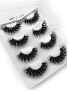 4 对/包 浓密卷曲蓬松假睫毛 貂皮睫毛 猫眼造型 纤长 18 毫米 8D 浓密假睫毛条 狐狸眼提升造型延长 全睫毛条 拉长和丰盈眼角 适合美妆 - 黑色 - 查看 5