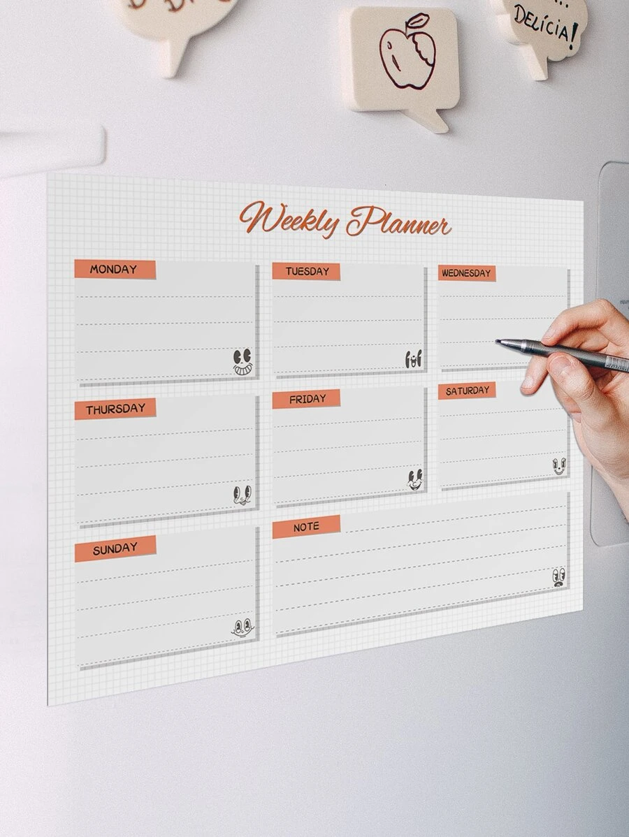 1 件字母图形周计划贴纸，现代计划器设计冰箱磁铁贴纸，适用于厨房最佳礼物 - 彩色 - 查看 1