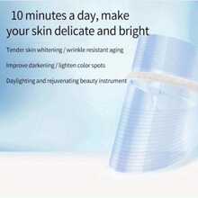 三色LED美妝口罩去除粉刺提亮膚色顏色美容儀家用的面部皮膚美妝套藍光面部嫩膚樂器 - 無色 - 查看 5