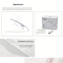 三色LED美妝口罩去除粉刺提亮膚色顏色美容儀家用的面部皮膚美妝套藍光面部嫩膚樂器 - 無色 - 查看 7