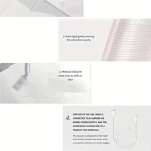 三色LED美妝口罩去除粉刺提亮膚色顏色美容儀家用的面部皮膚美妝套藍光面部嫩膚樂器 - 無色 - 查看 8