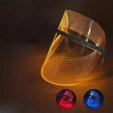 三色LED美妝口罩去除粉刺提亮膚色顏色美容儀家用的面部皮膚美妝套藍光面部嫩膚樂器 - 無色 - 查看 10