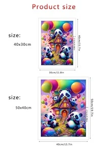 Panda 5d Diamond Painting Mosaic Rhinestone Stickers Modern Art Embroidery Full Round Mosaic Diamond Painting Wall Art Home Living Room Decor Cross Stitch Kit, 1 Set - Multicolor - View 3