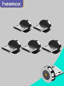 micro USB magnético Enchufe conector universal para redondo uno punto magnético Cable micro USB imán Reemplazo teléfono móvil Tapón antipolvo Adaptador - Negro - Ver 1