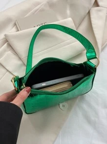 時尚女士PU皮革鱷魚紋肩膀腋下包 - 綠色 - 查看 6