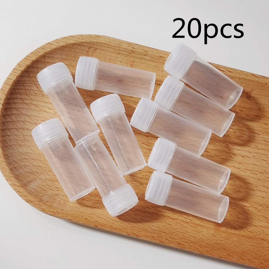 20 Chiếc 5Ml Rỗng Trong Suốt Mini Nhựa Mẫu Chai Có Nắp & Hộp Đựng Pp, Ống Nghiệm Để Bảo Quản - Trong sáng - Xem 1