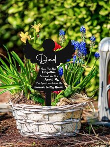 1入組亞克力天使形墓地紀念牌匾，黑色紀念花園樁，同情鴿子墓碑，戶外庭院墓地裝飾 - 黑色 - 查看 5