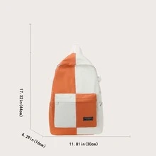 Mochila informal sencillo para verano con de gran capacidad , color en contraste diseño , adecuado para estudiantes - Naranja - Ver 5